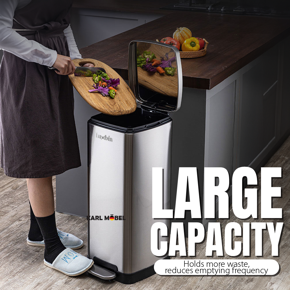 Luxbin™ Dustbin Kitchen Large Tong Sampah Bertutup Dapur Besar 20L 30L ...