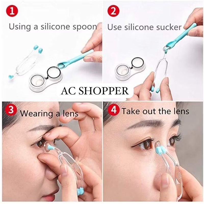 Care Contact Lenses Inserter Remover Silicone Soft Tip Tweezer Stick ...