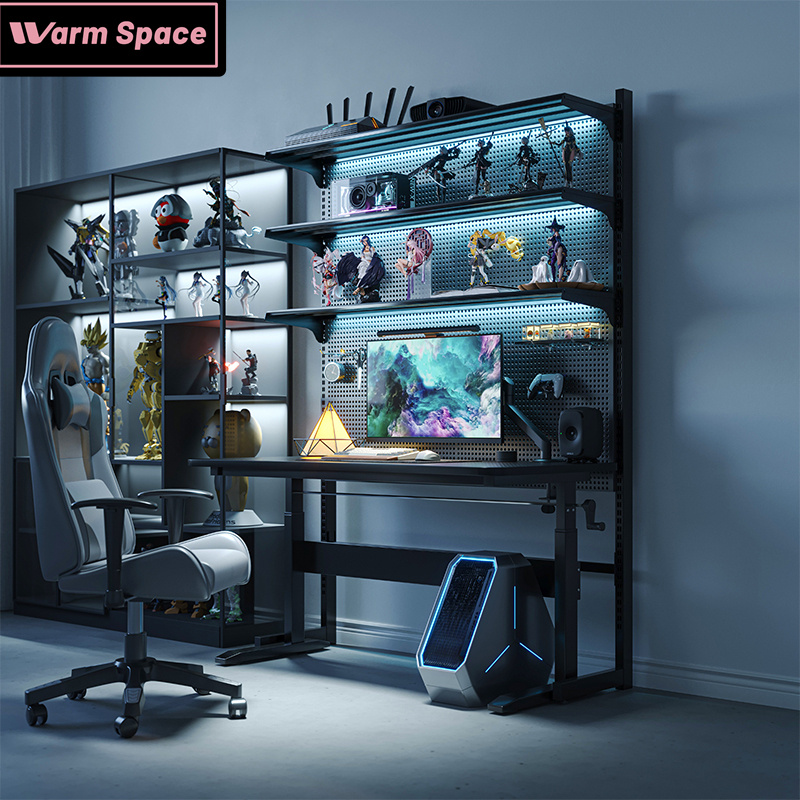 Adjustable Pegboard Rack Gaming Table Rack Book Shelf Pegboard ...