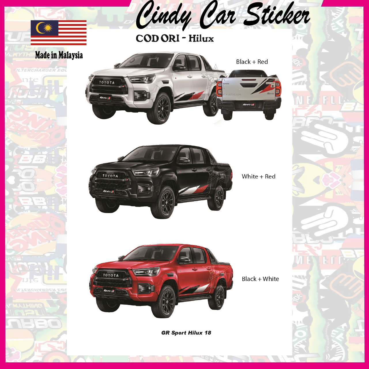 TOYOTA HILUX REVO GR SPORT Body Sticker Set for 2021 Model | Shopee ...