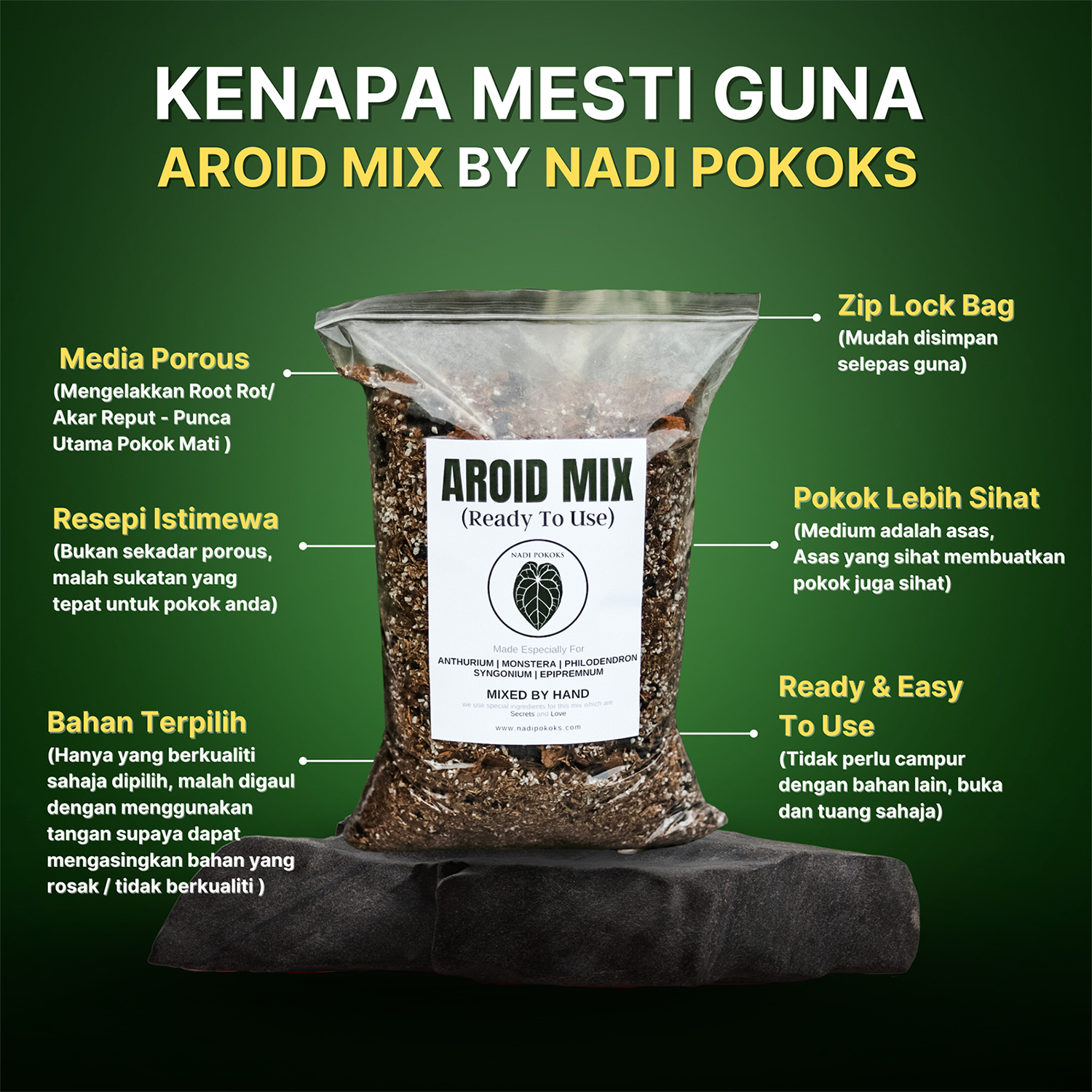 AROID MIX Ready To Use Soil Mix by NADI POKOKS especially for Anthurium ...