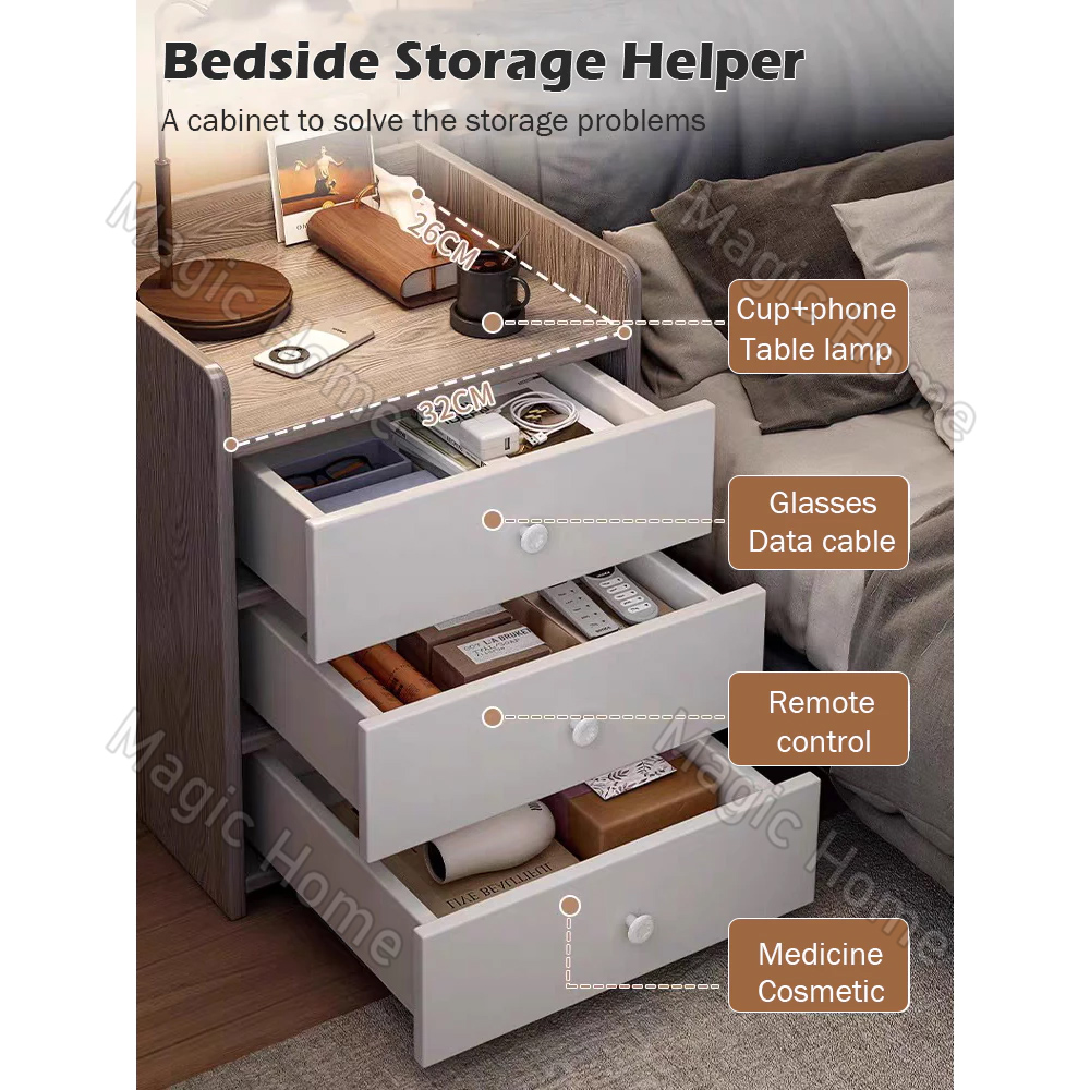 Magic Home-Nordic Bedside Table Simplicity Rounded Corner Design ...
