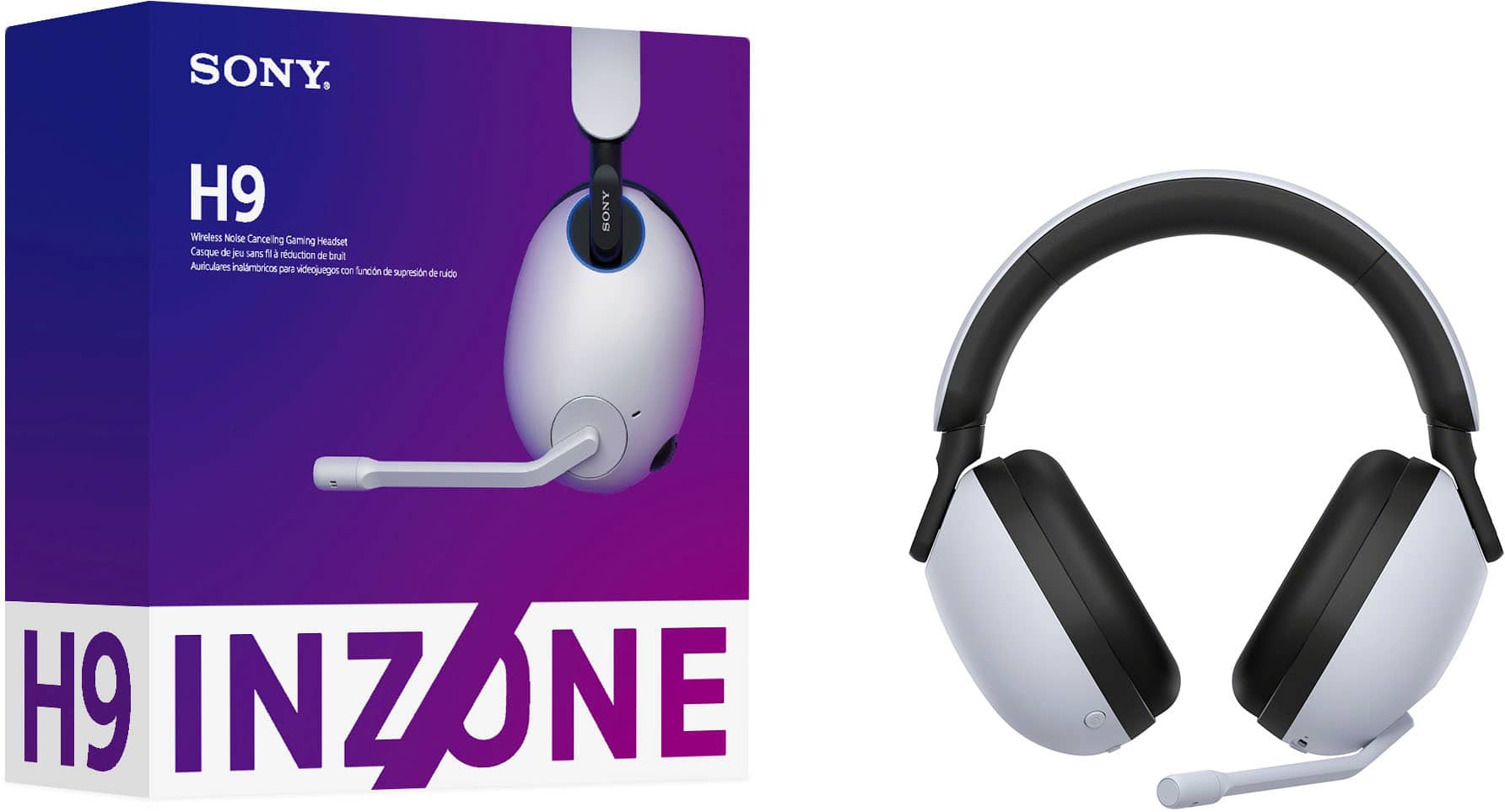 SONY INZONE H9 PS5 Wireless Noise Canceling Gaming Headset (White/Black ...
