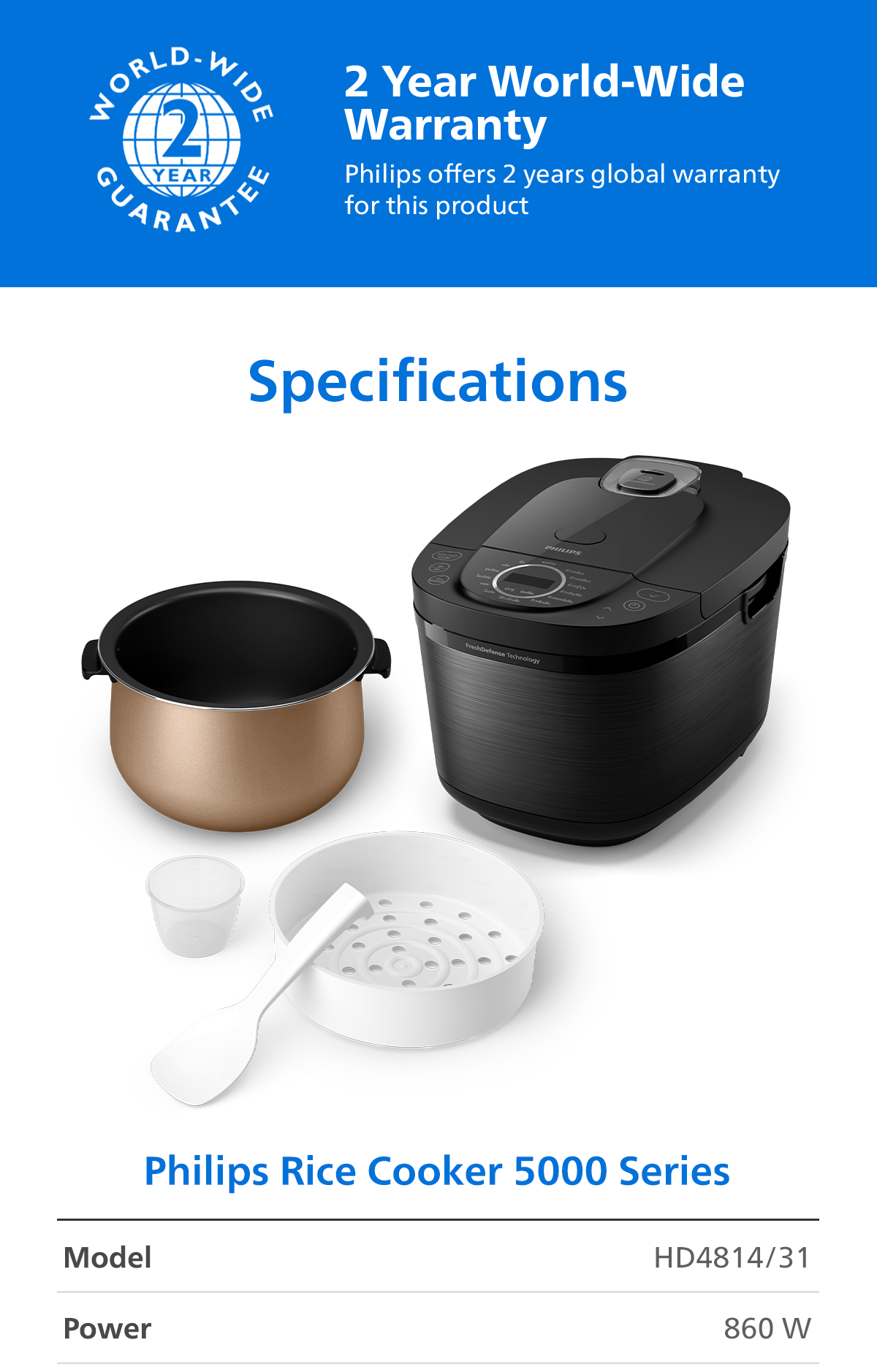 Philips HD4814 | Spherical Pot Digital Rice Cooker | 1.8L ...
