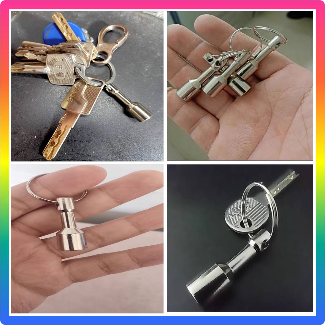 Strong Neodymium Magnetic Keychain - Stainless Steel Round Magnet Key ...
