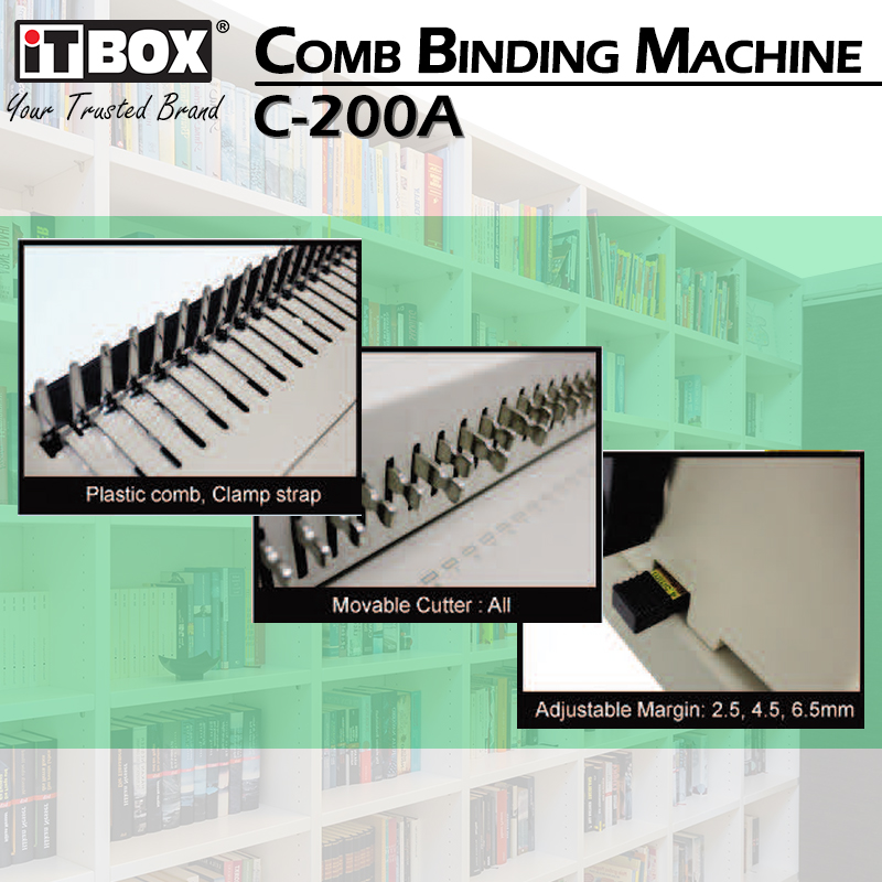 iTBOX Comb Binding Machine C200A | Heavy Duty Comb Binder | A4 Paper ...