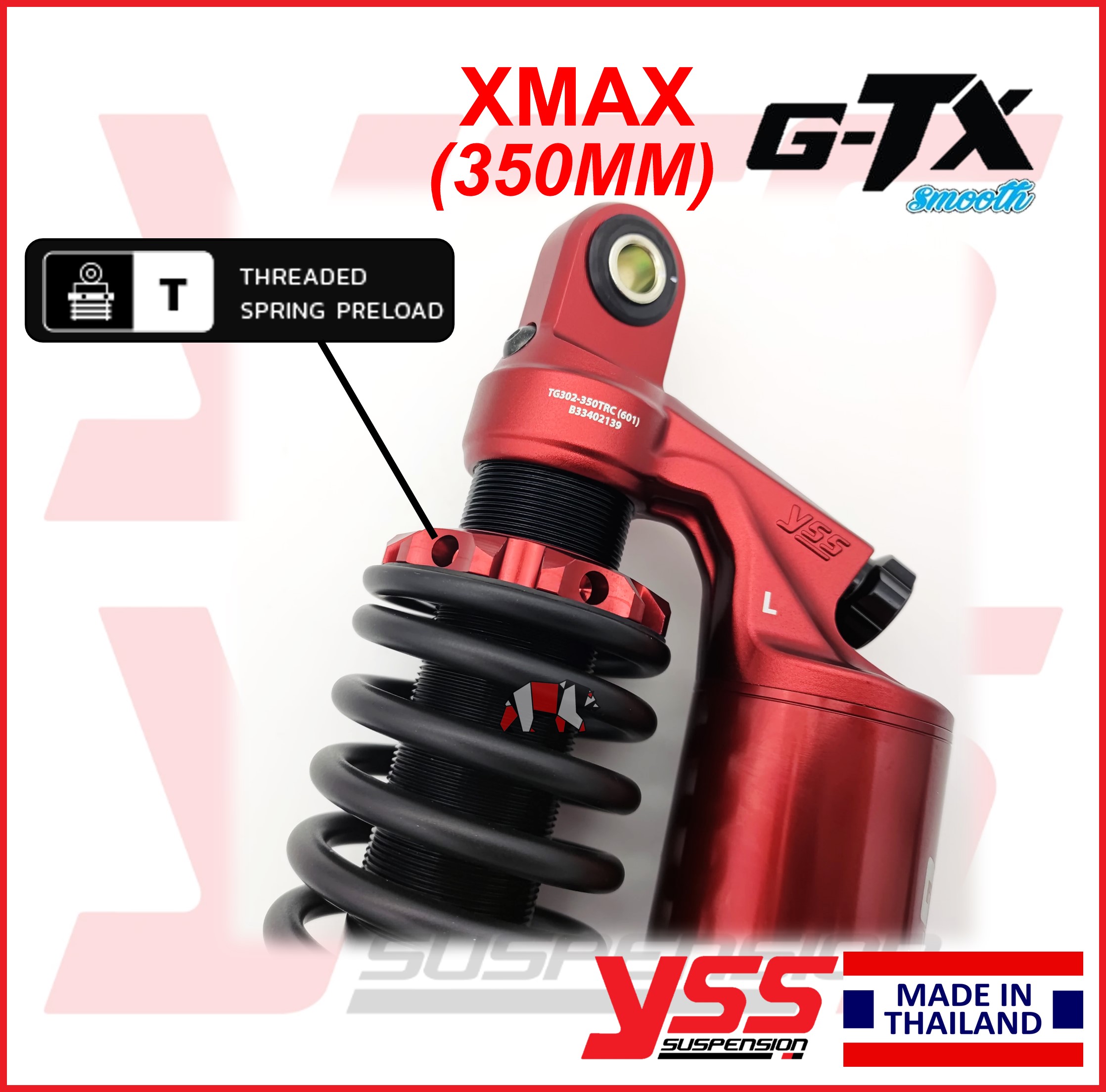 YSS XMAX (350MM) GTX [Free Heavy Duty Spring]. Adjustable absorber ...