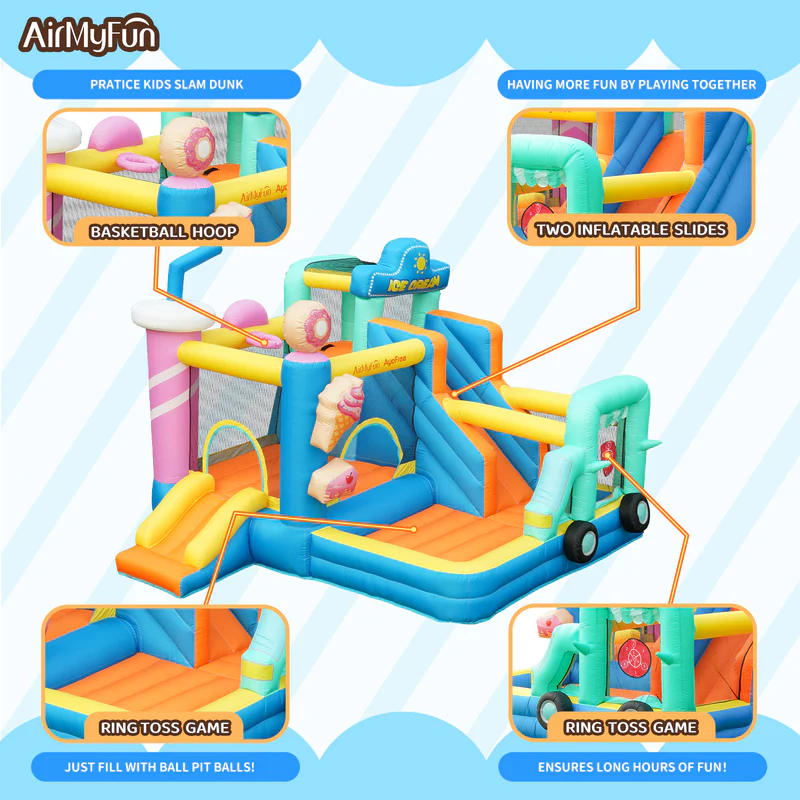 Dolphin Doctor Inflatable Slide It has a trampoline, climbing room ...