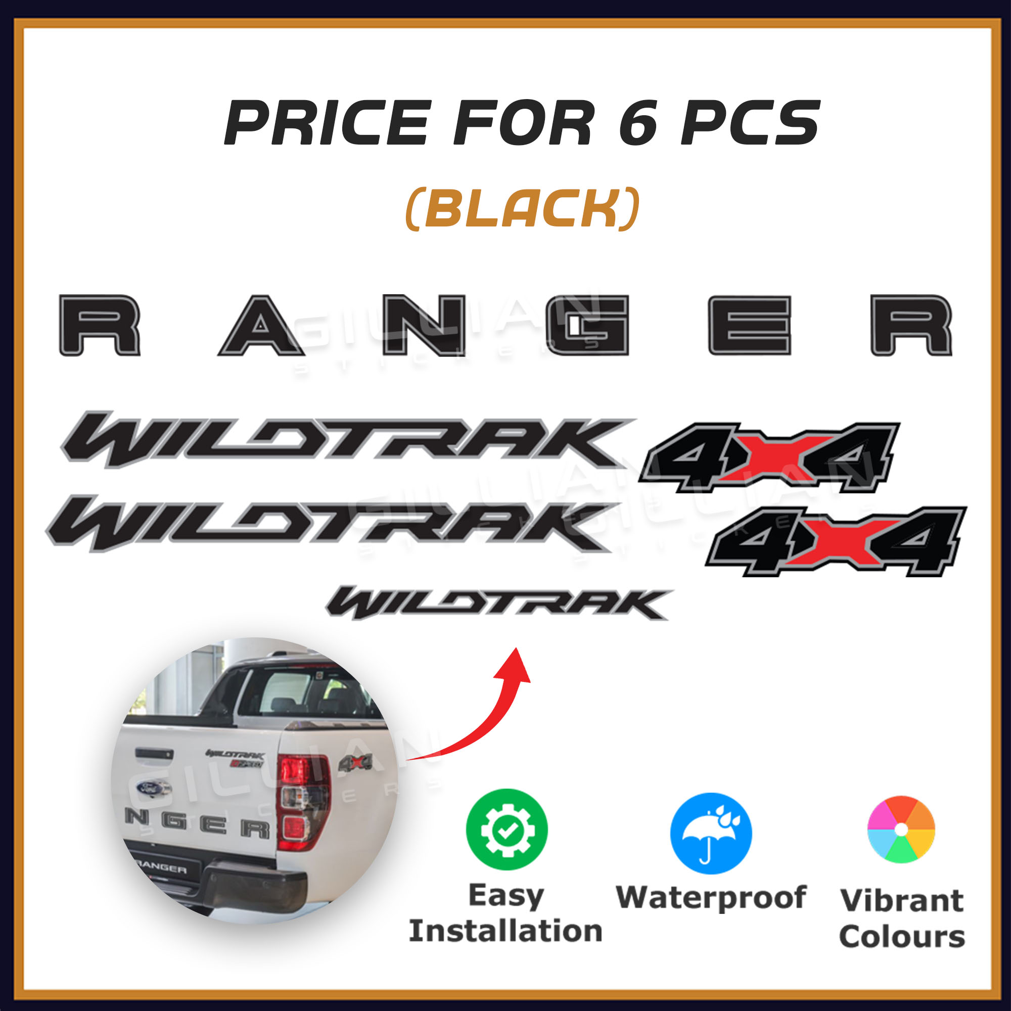 Sticker Car Body Ford Ranger Raptor Design 3 Decal Set Pelekat Wildtrak ...