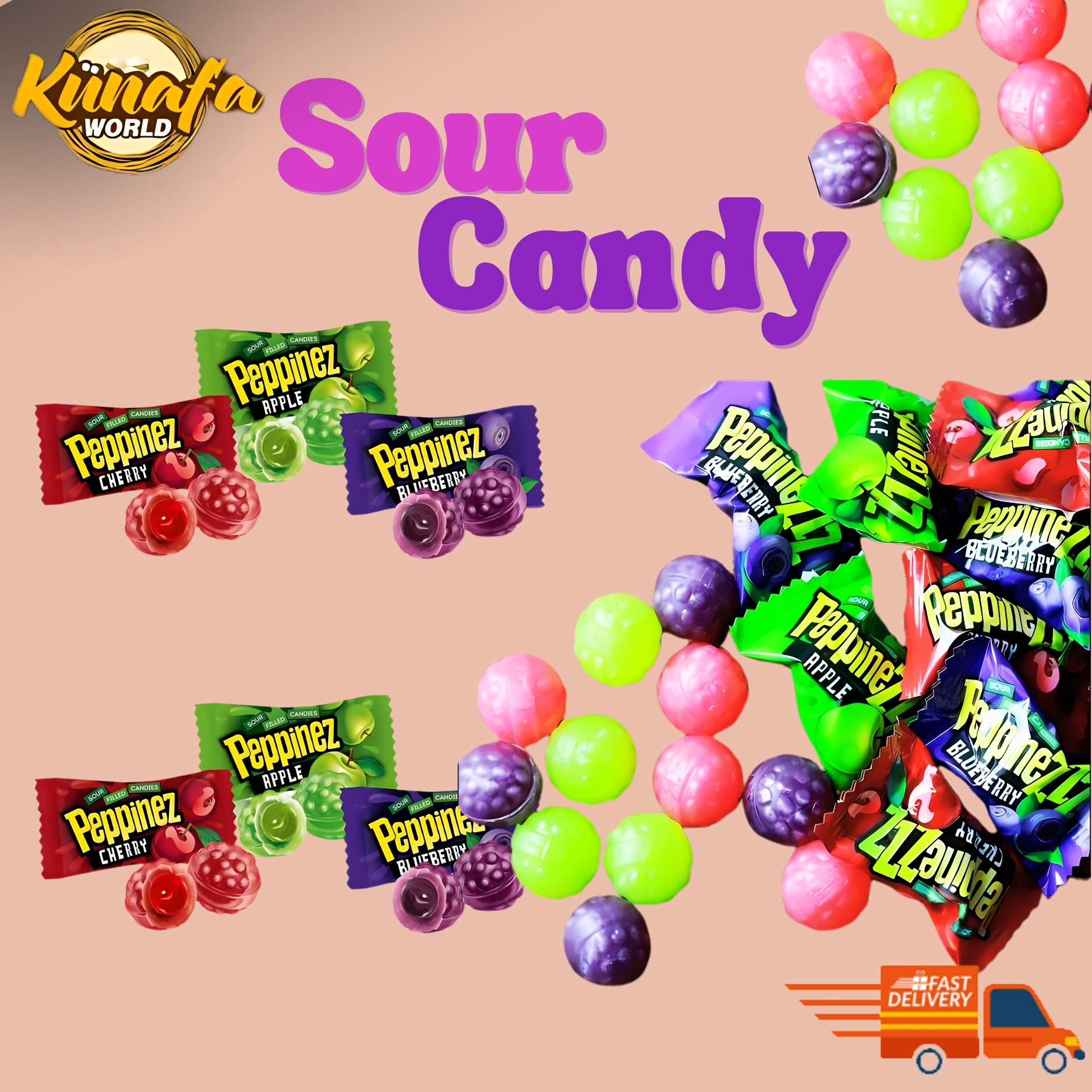 ROSHEN Peppinezz Sour Candy / SOUR FRUIT FILLED SWEET CANDIES - 1KG ...