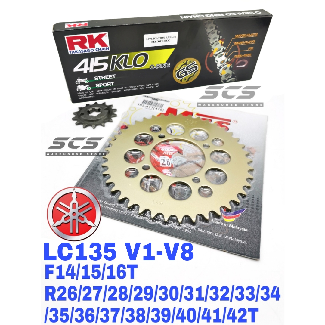 MCS Sprocket Set Yamaha LC135 V1 - V8 Rantai RK 415 KLO O-Ring Chain ...