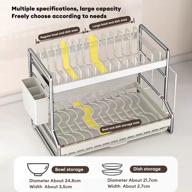 Kitchen Dish Rack Bowl&late Sturdy Dish Drainer Rak Storage Rack ...