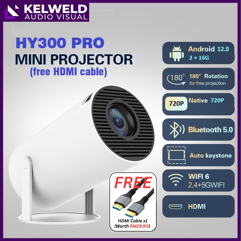 HY300 PRO Smart Mini Cinema Projector 投影仪 Android13 Wifi 6 LCD ...