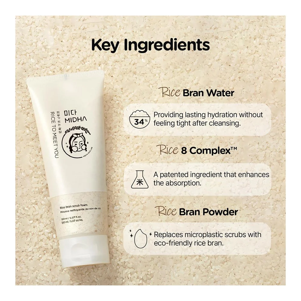 MIDHA Rice Bran Scrub Foam 150ML (Made in Korea) | Shopee Malaysia