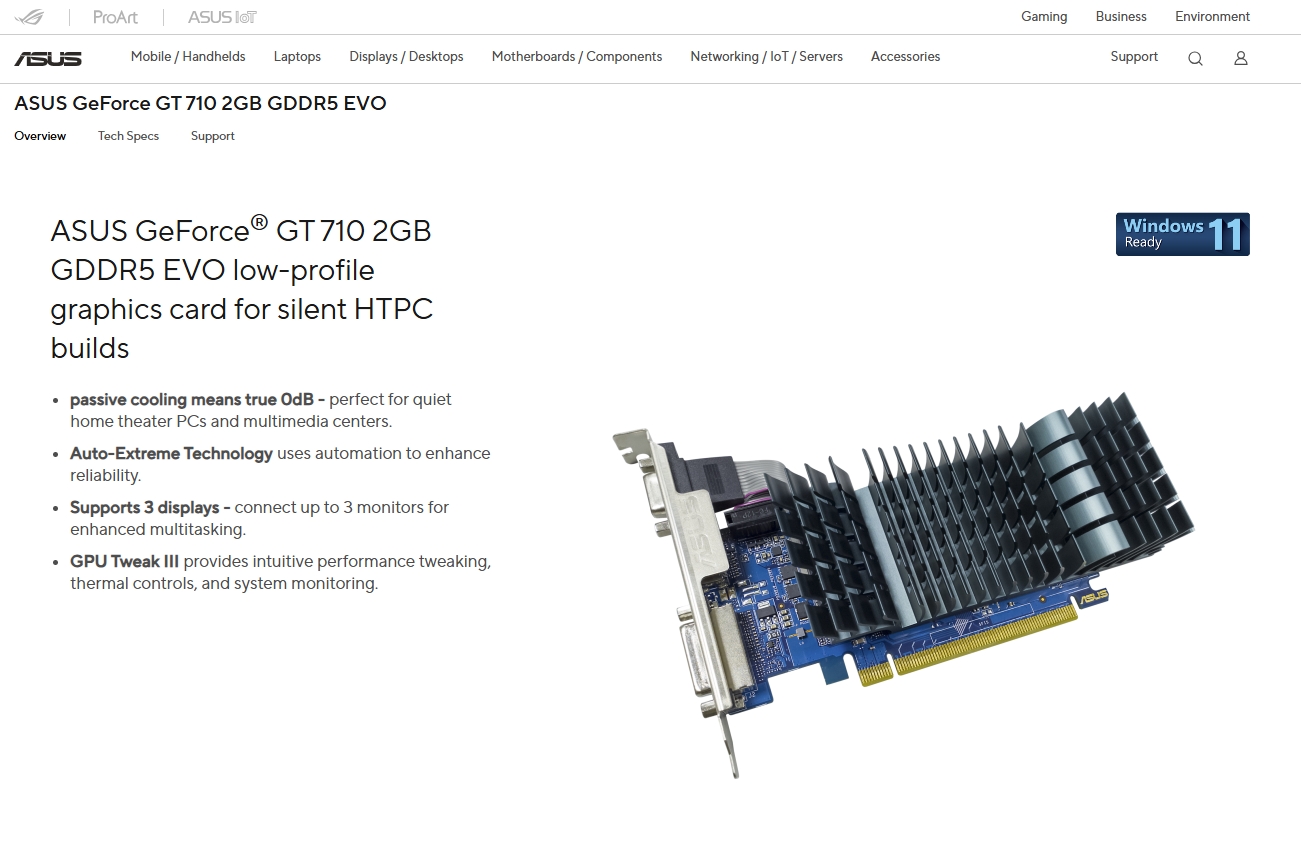 ASUS GEFORCE GT 710 2GB GDDR5 EVO 64BIT GRAPHICS CARD WITH GPU TWEAK ...
