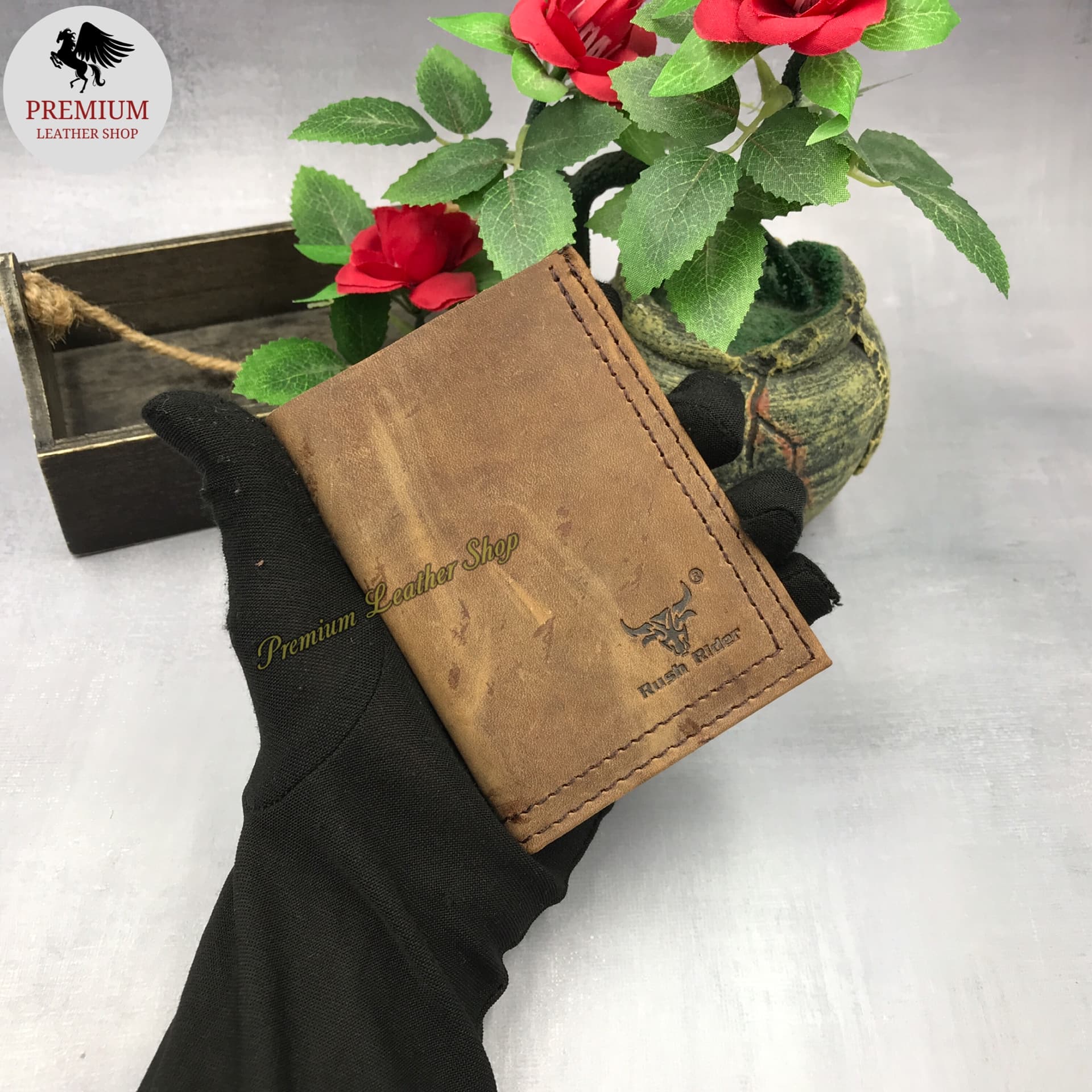 Rush Rider Full Grain Cow Leather Card Holder Wallet Credit Card Holder ...