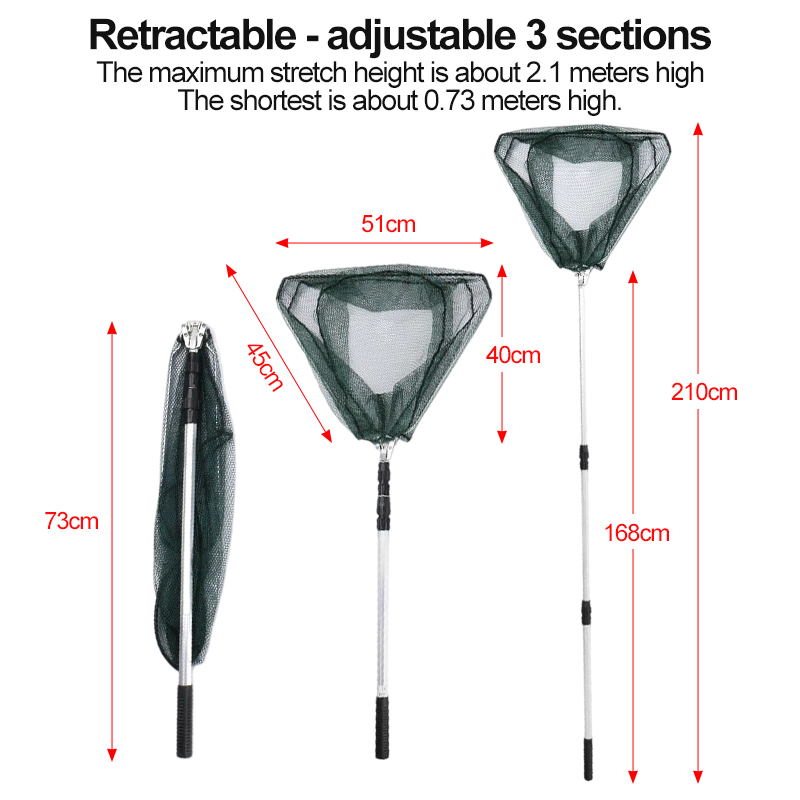 Retractable Fishing Net Telescoping Foldable Landing Net Pole Folding ...