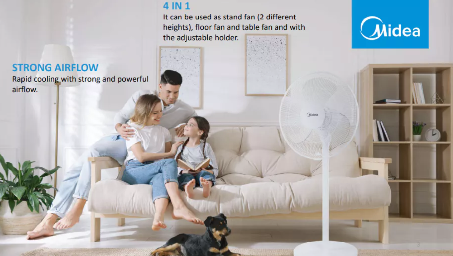 Midea 16'' Stand Fan Black MF-16FS23C-BK / 4 in 1 Multi Function Table ...