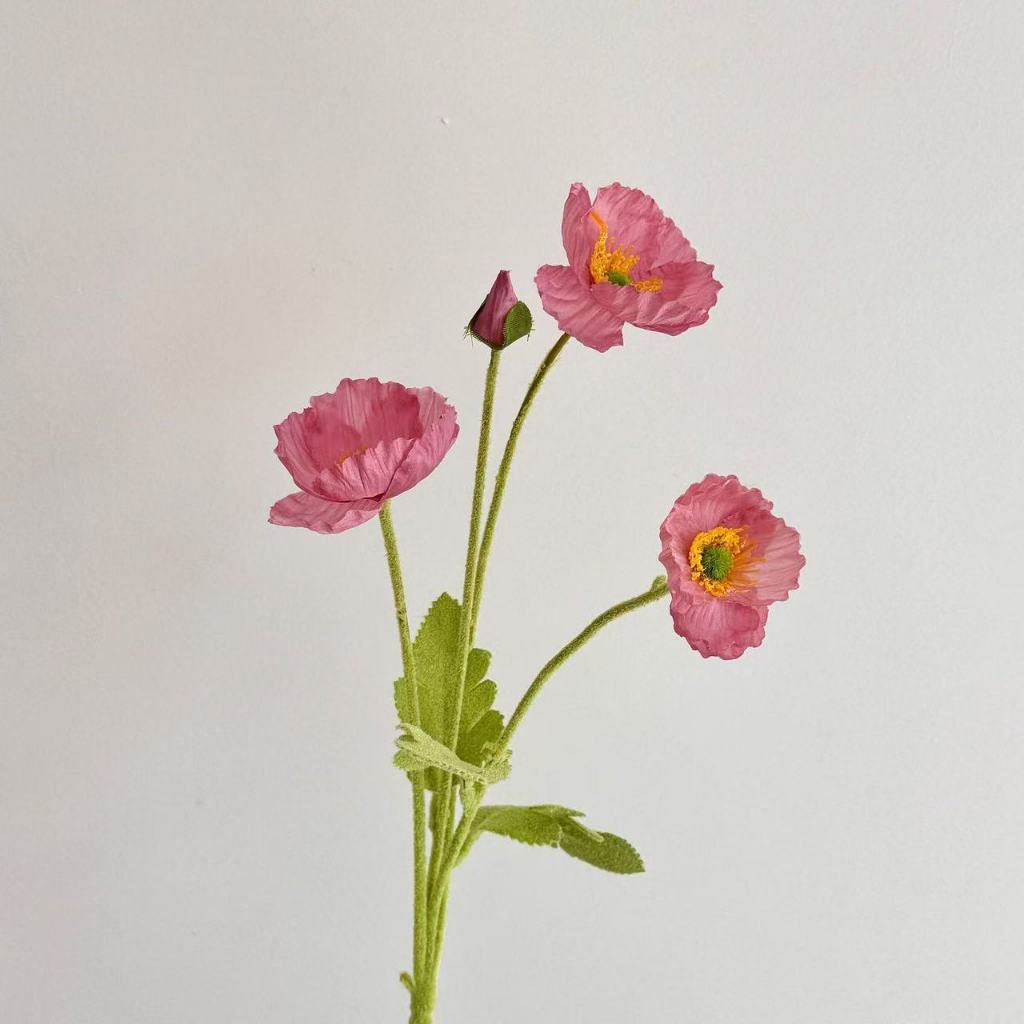 Flocking Poppy Artificial Flowers – Bunga Tiruan for Rustic Wedding ...