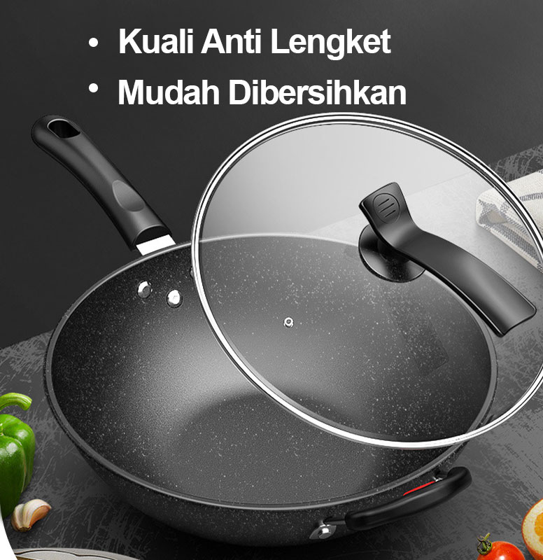 28/30/32CM High Quality Pan Non-Stick Wok Medical Stone 3-Layer Cooker ...