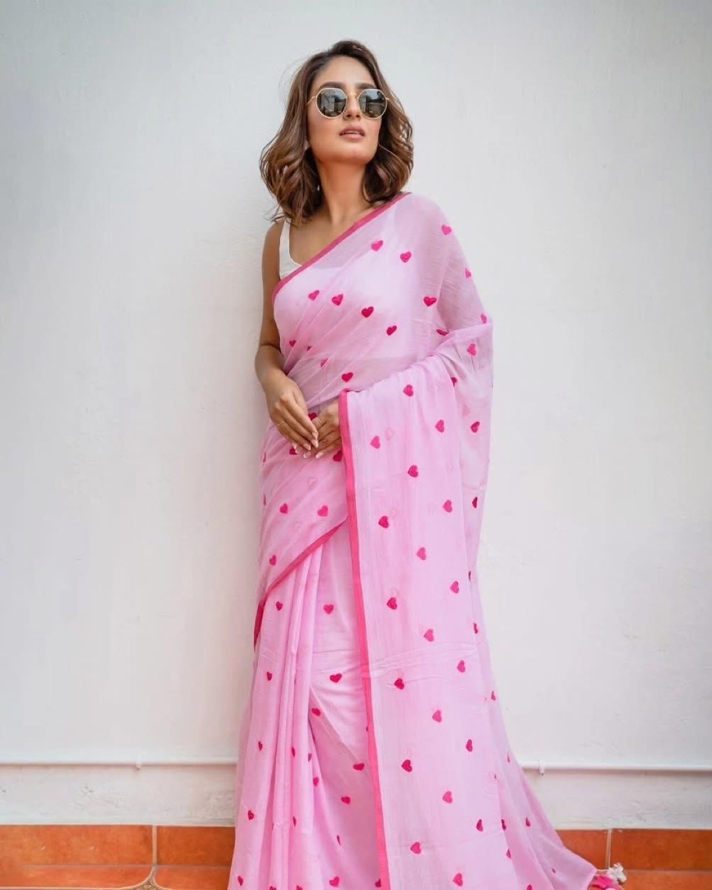 Dark Aqua Dyed Mul Mul Cotton Saree with Tassels (without Blouse) main image 0