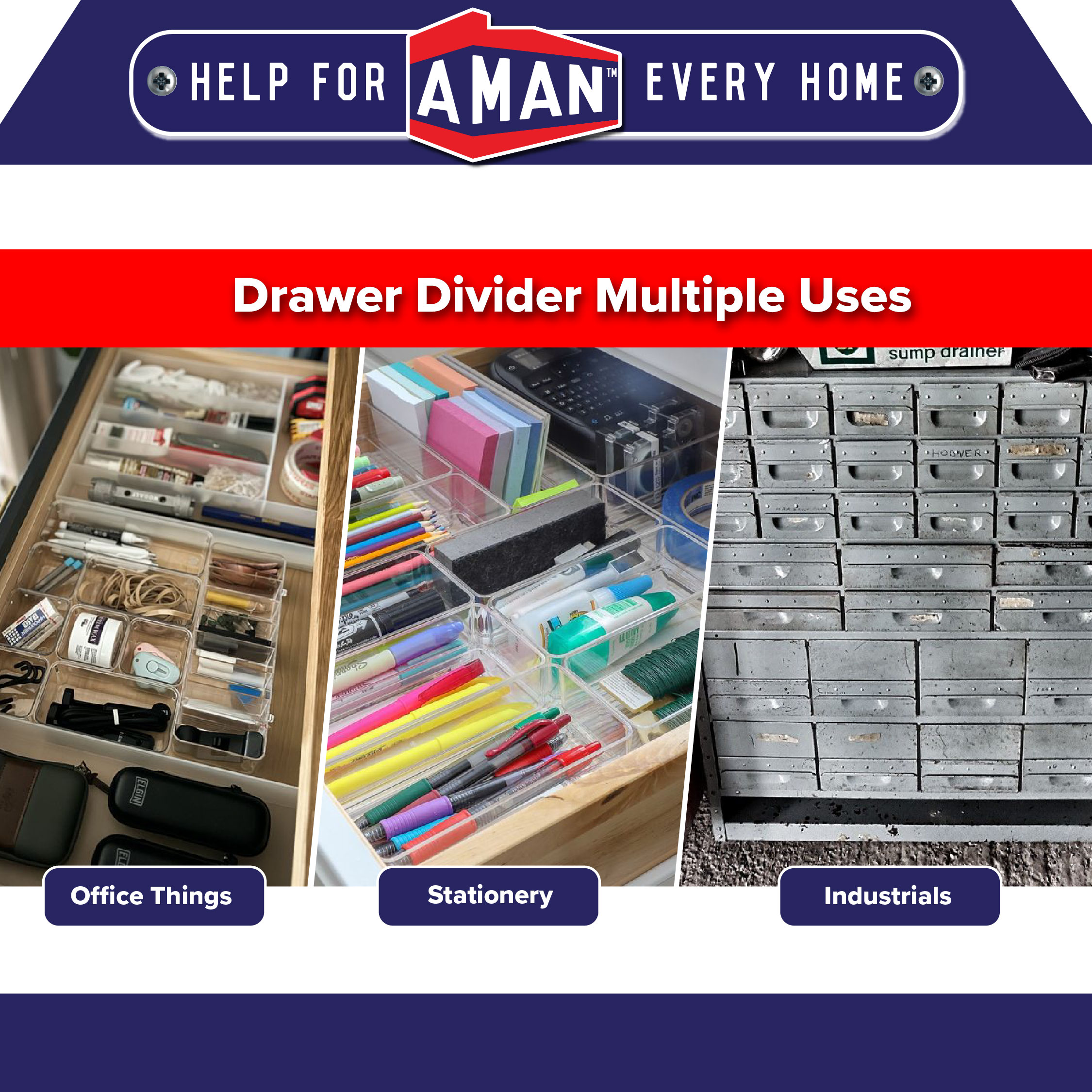 Divider Pieces Partition Multi-Uses Cabinet Spare Part Drawer Storage ...