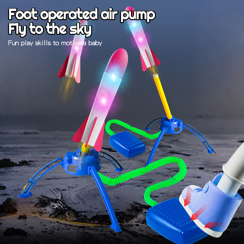 LAKOE LED Rocket Launcher Toy For Kids Step Jump Rocket Toys Luminous ...