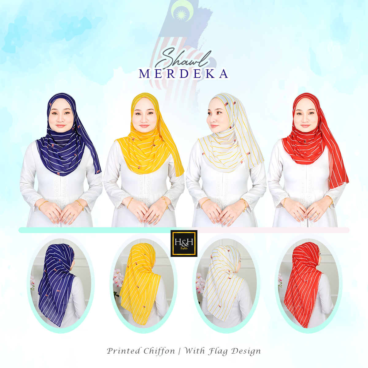Merdeka Tudung Shawl MERDEKA Pattern Celebrate Merdeka in Style with H ...