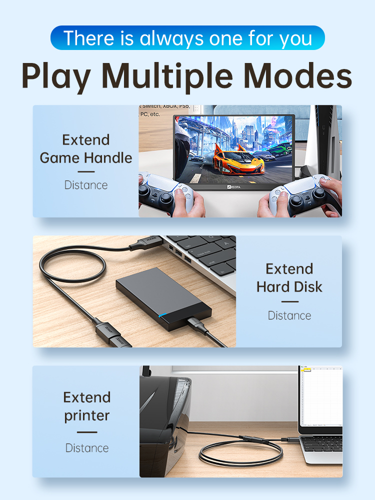 Jazos usb data cable extension transmission 2.0 3.0extended for desktop ...