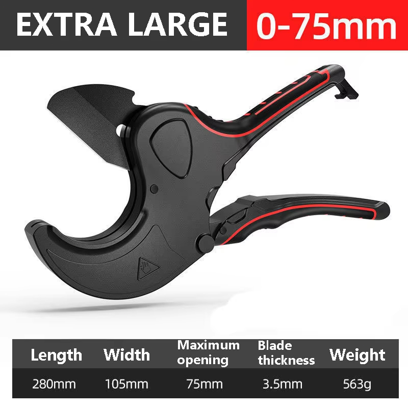 63mm 75mm Self Locking Ratchet PVC Pipe Cutter Heavy Duty For PPR PE ...