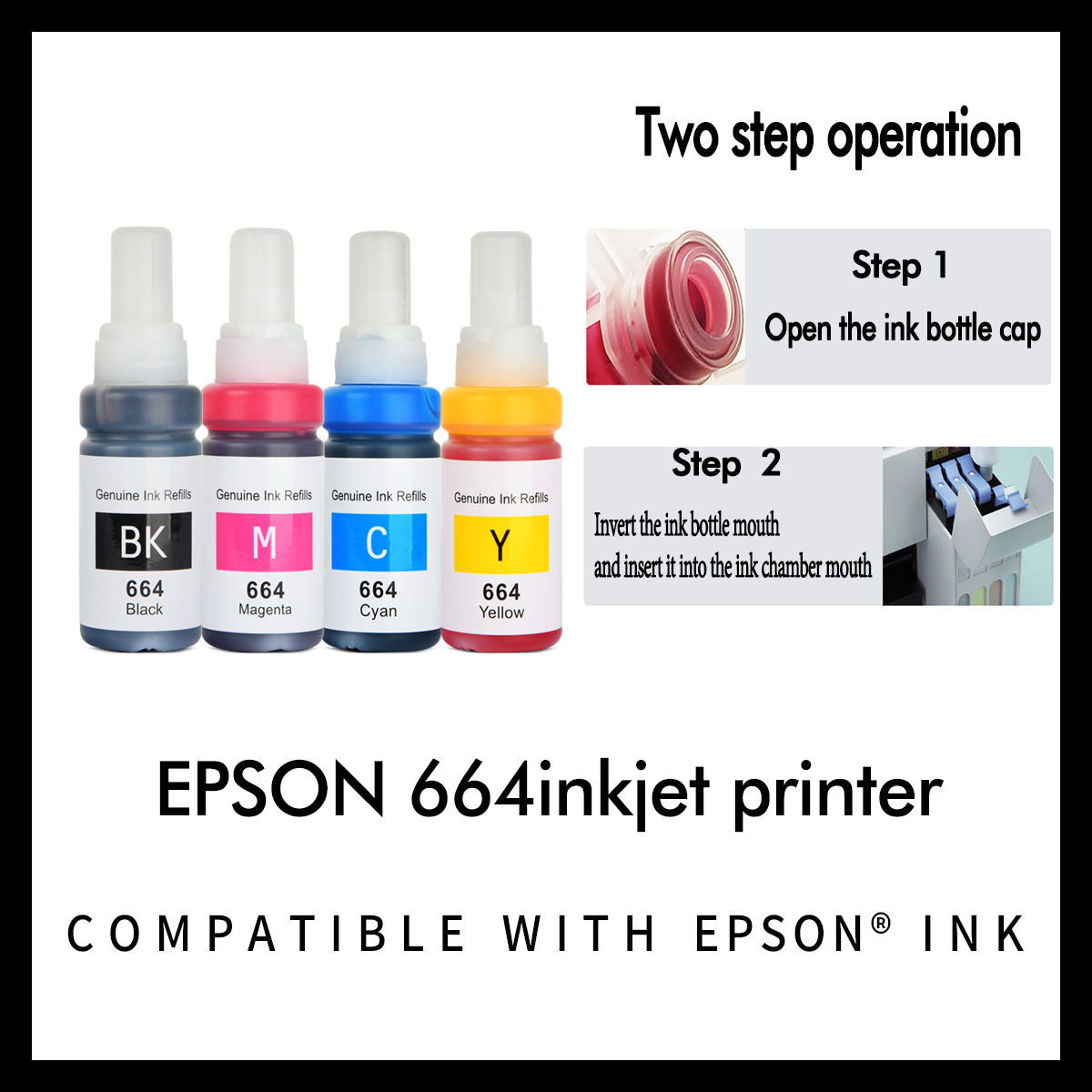 for Epson 664 Black Ink Bottle EPSON ECOTANK L121 L120 L1300 L220 ...