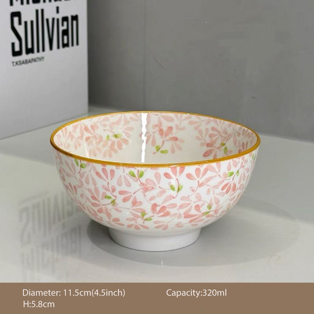 4-Piece Bowl and Ceramic Spoon Set Rice Bowl Porcelain Bowl Ceramik ...