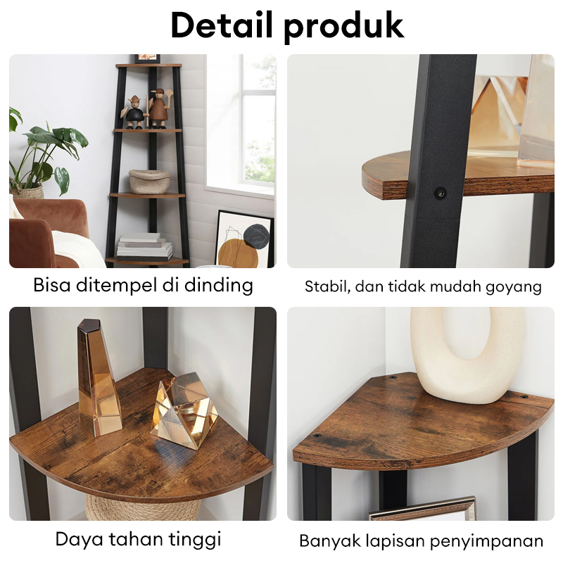 𝐌𝐀𝐉𝐄𝐒𝐓𝐈𝐂 Rak Buku 4-Tier Bookshelf Home Living Room Bedroom Corner Rack ...