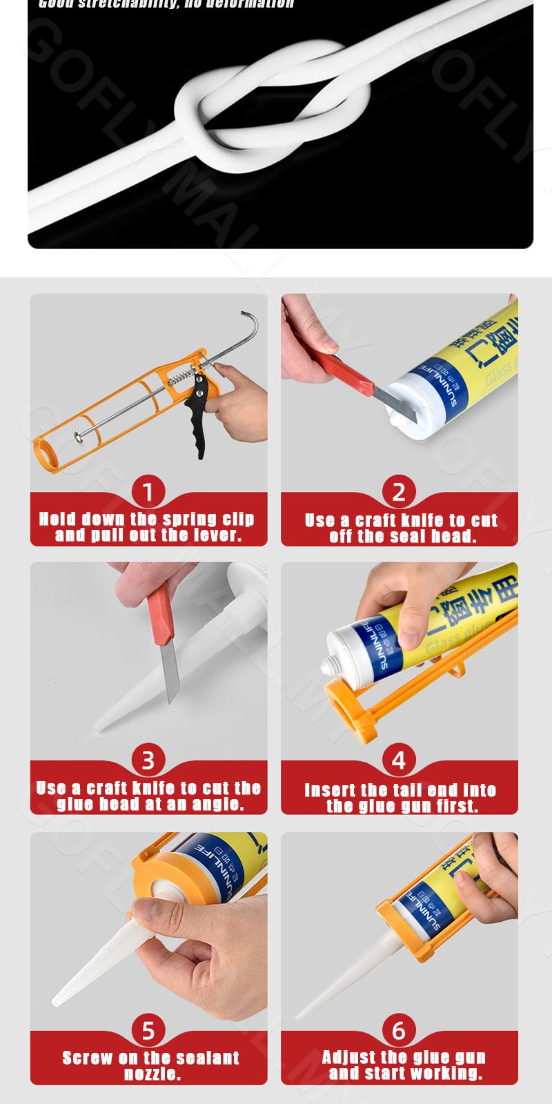 Silicone sealant Gap sealant Waterproof Mould-proof for Wall Bathroom ...