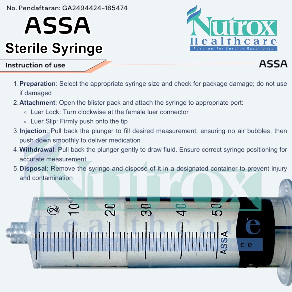 ASSA 50ml Eccentric Luer Lock Syringe (1 BOX)(50’s) | Shopee Malaysia