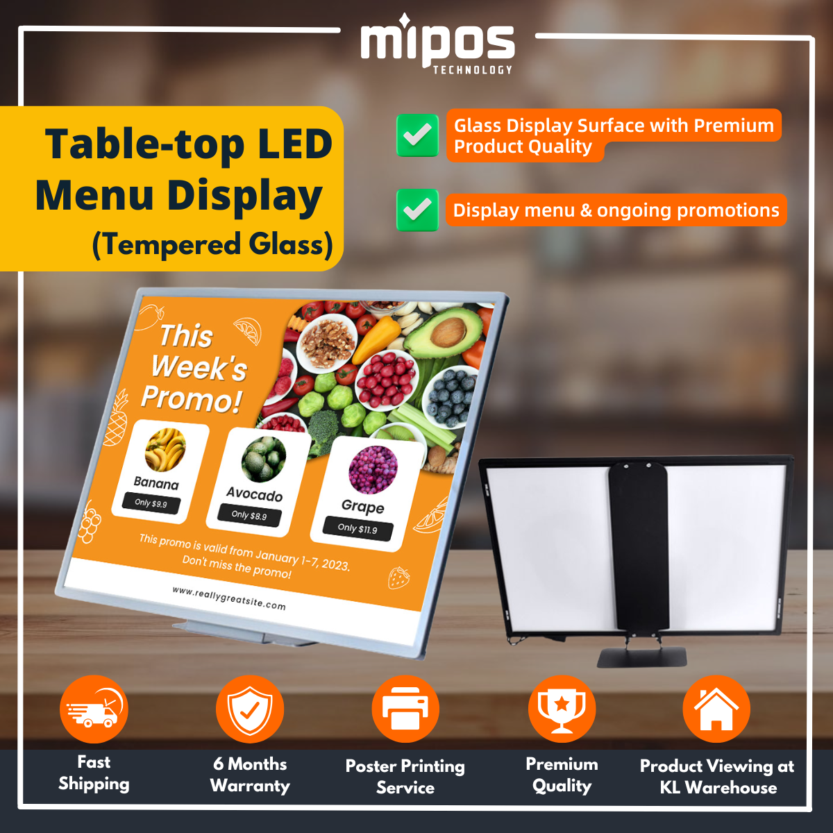 Table-top LED Menu Board with Stand Base Stable | Table LED Lightbox ...