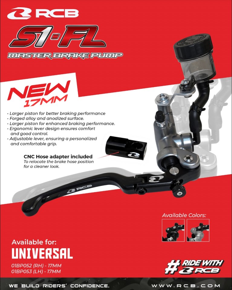 RCB S1 FL Forged Master Brake Pump Left Right 17MM Racing Boy S1-FL R25 ...