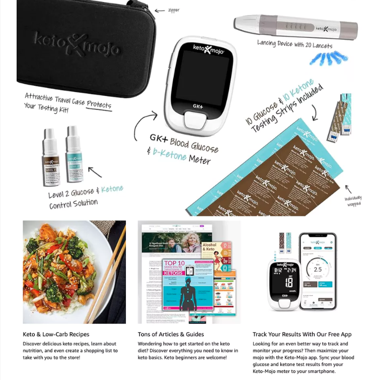 READY STOCK KETO-MOJO GK+ Bluetooth Glucose & Ketone Testing Kit + Free ...