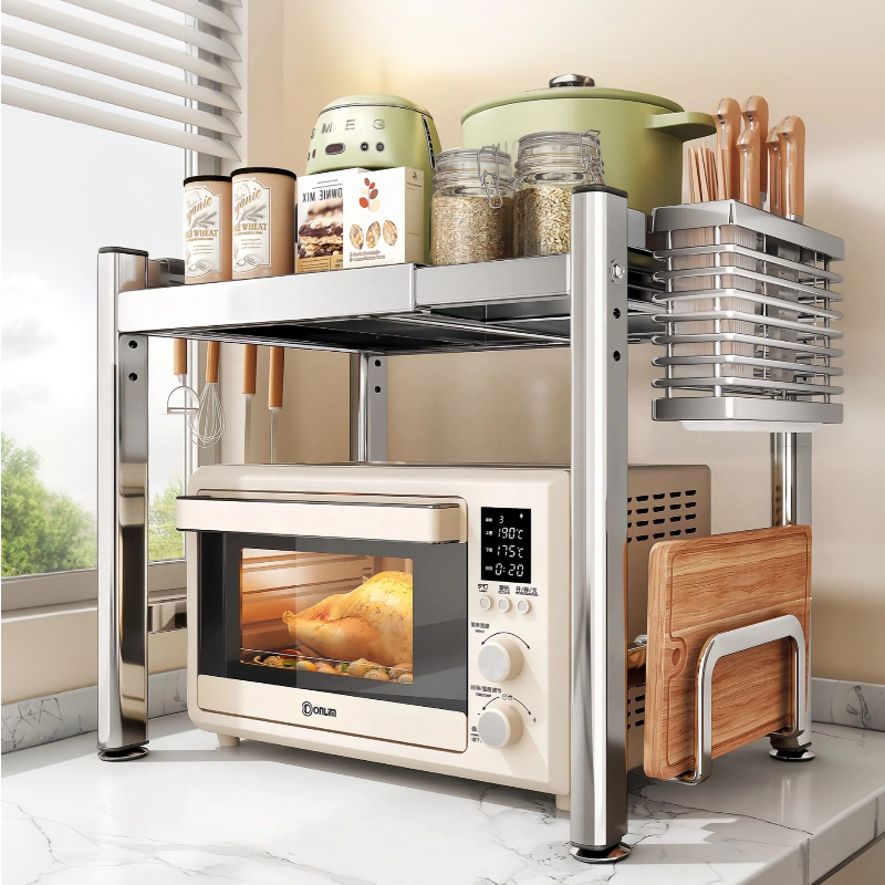 Stainless Steel Microwave Rack Expandable Kitchen Organizer Storage Rak ...