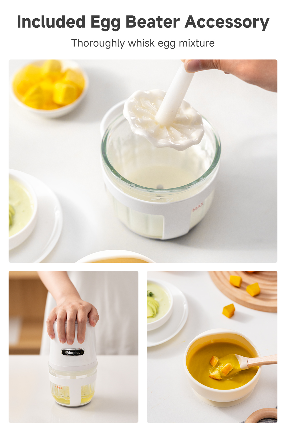 Simplus Baby Food Processor丨0.4L Mini丨304 Stainless Steel丨Food-Grade ...