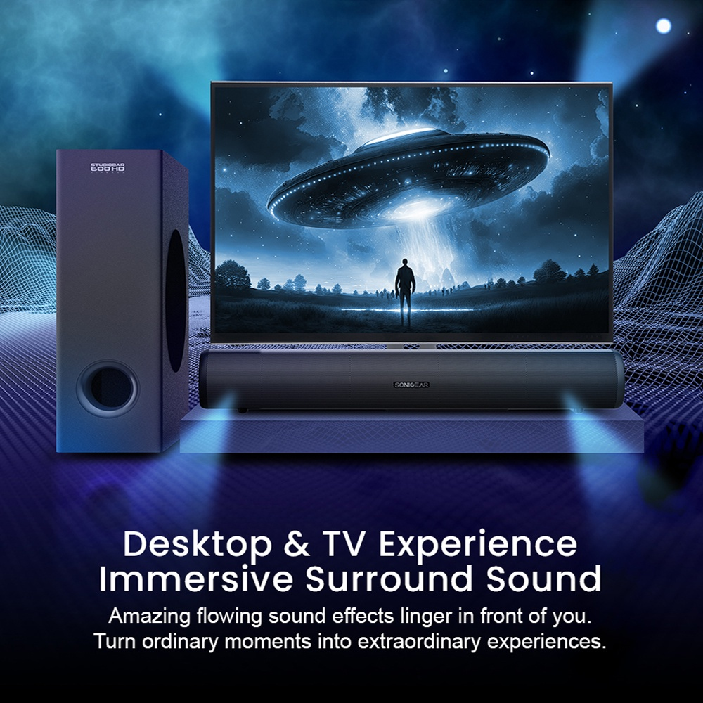 SonicGear StudioBar 600HD Bluetooth 5.0 TV Sound Bar Speaker HDMI ARC