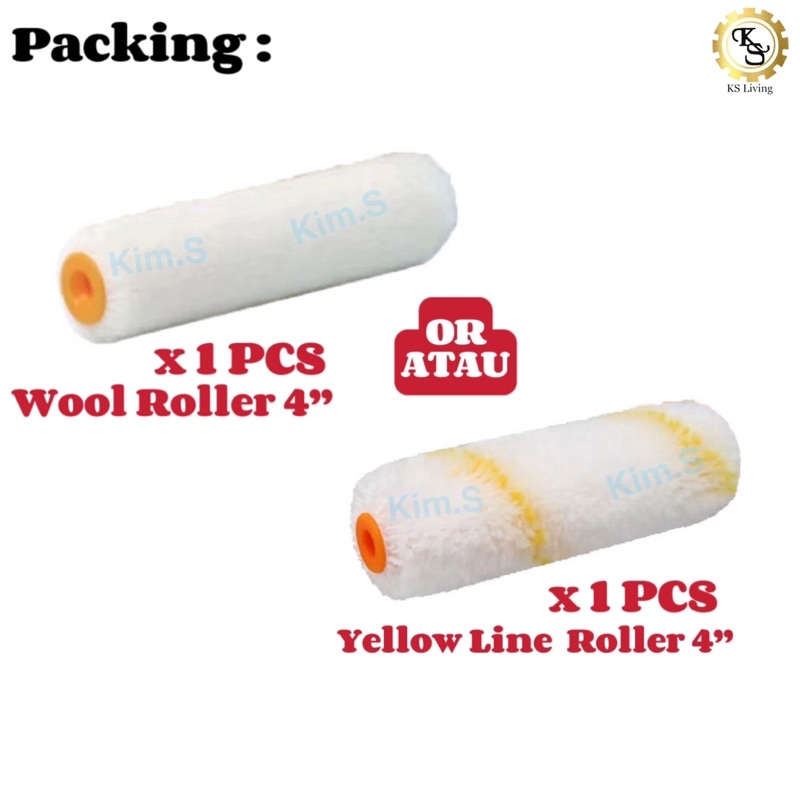 Kim.S 4”(100mm) Paint Roller Refill Wall Paint Roller Refill Cat Minyak