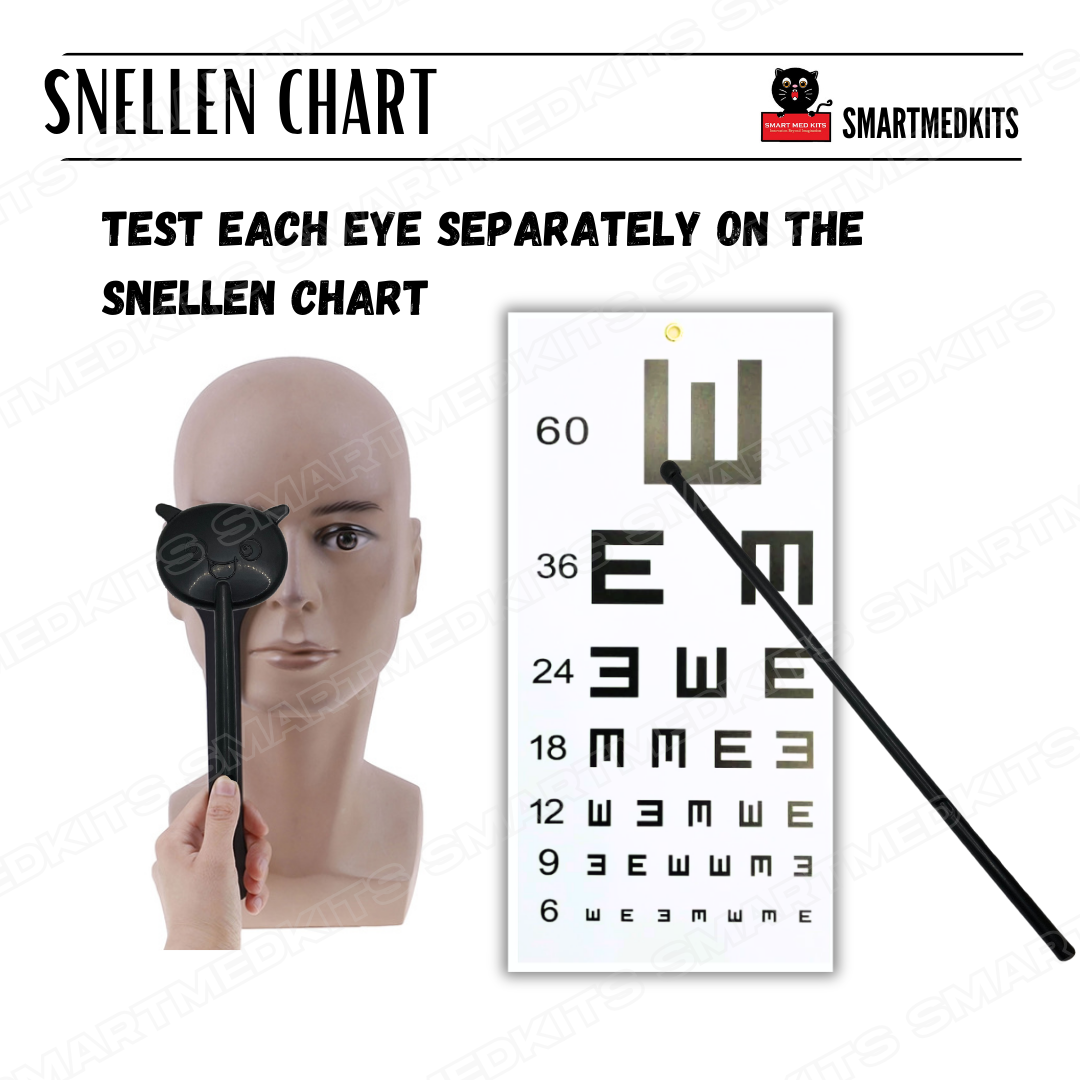 Eye chart Snellen Chart with Eye Occluder E type and Alphabet type ...