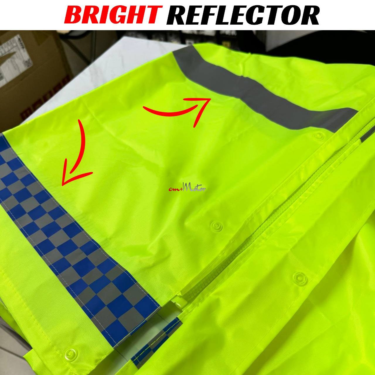 (Size M-4XL) RAINCOAT AND PANT REFLECTIVE Fluorescent Green Safety ...
