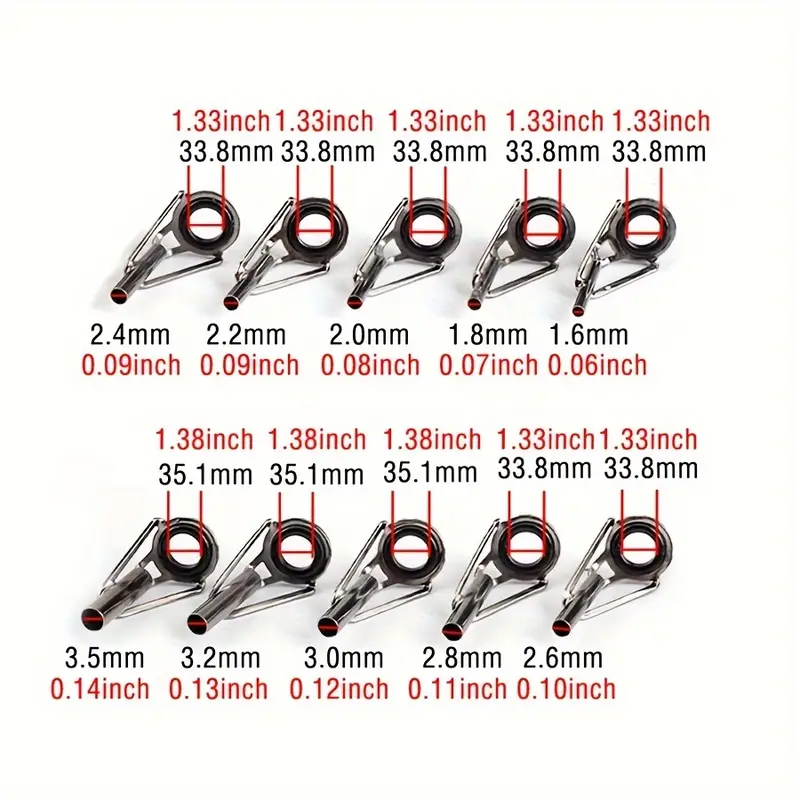 80pcs Fishing Rod Guides Tip Repair Kit, Mixed Size Rod Tips