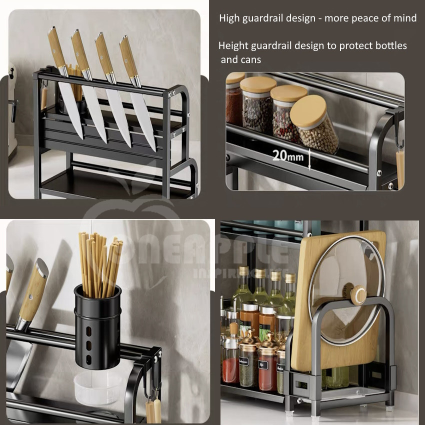 NEW UPGRADE 2/3 layer Spice Rack Kitchen Stainless Steel Seasoning ...