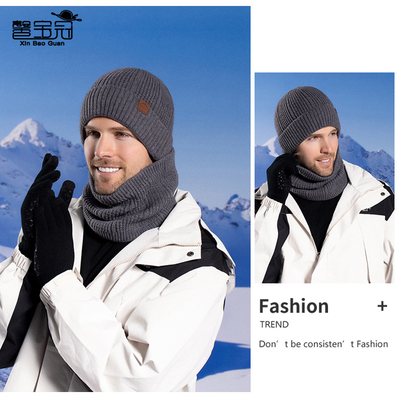Winter Glove Beanie Neck Scarf Warmer Fleece Hat Knitted Snow Cap Face ...