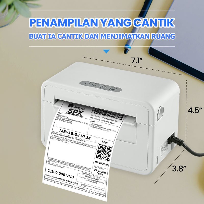 Pony A6 Thermal Printer Bluetooth Waybill Barcode Shipping Bluetooth ...
