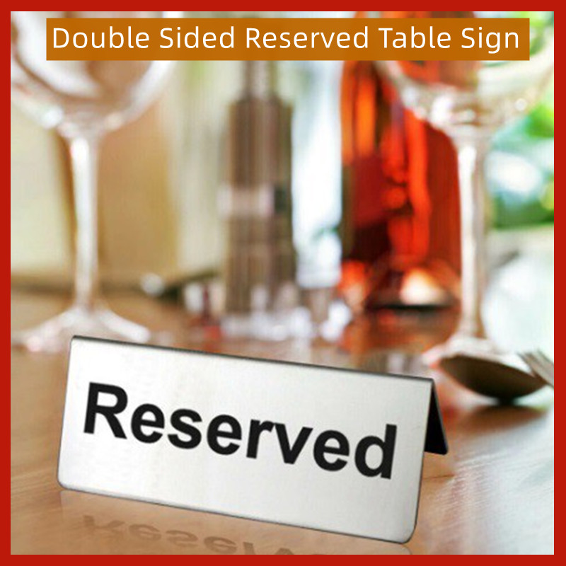 Double Sided Reserved Restaurant Stainless Steel Table Sign Stainless ...