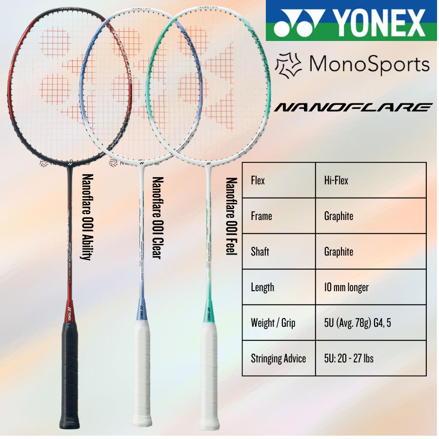 Yonex Nanoflare 001 Headlight Feel Ability Clear Badminton Racket 5UG5 ...
